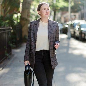 The Oversized Blazer - Chocolate Houndstooth/Windowpane - Like New